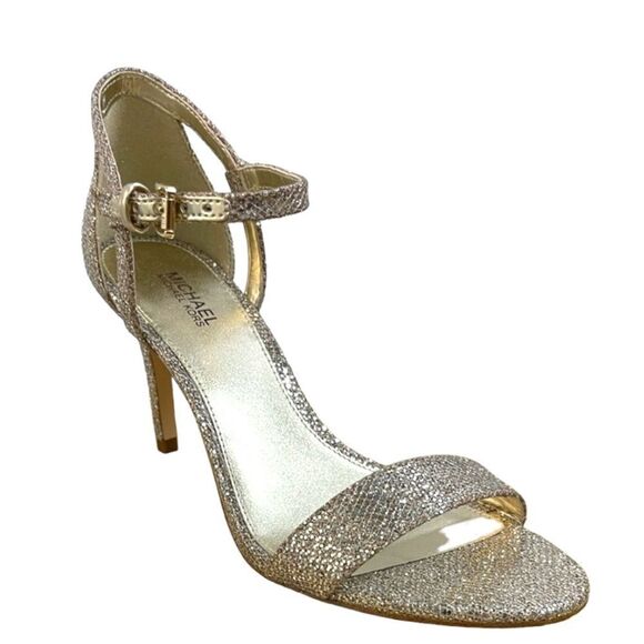Michael Kors Simone Mid Sandal Glitter Sand Retail $89 - Picture 1 of 5